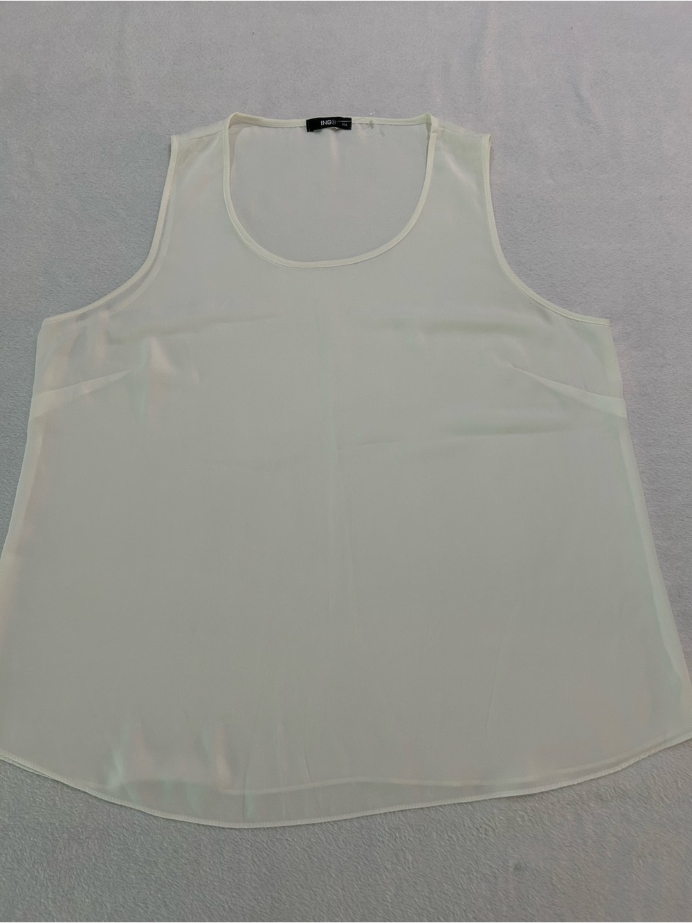 Ing+ Light Cream Ivory Sheer Sleeveless Chiffon Top Size 2XL Office Work Dress